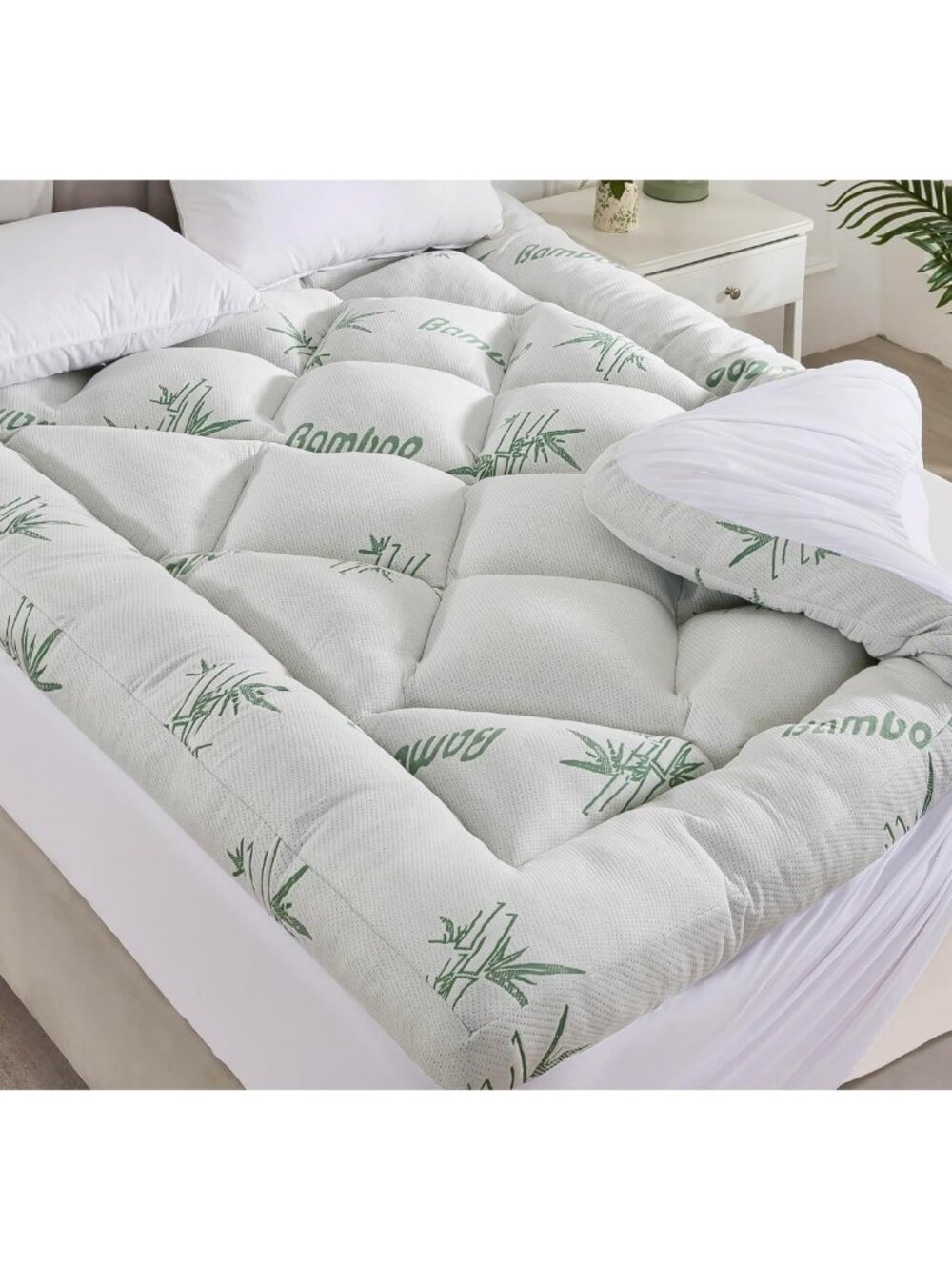3 inch Memory Foam Mattress Topper Queen Size - Viscose Made from Bamboo Cooling